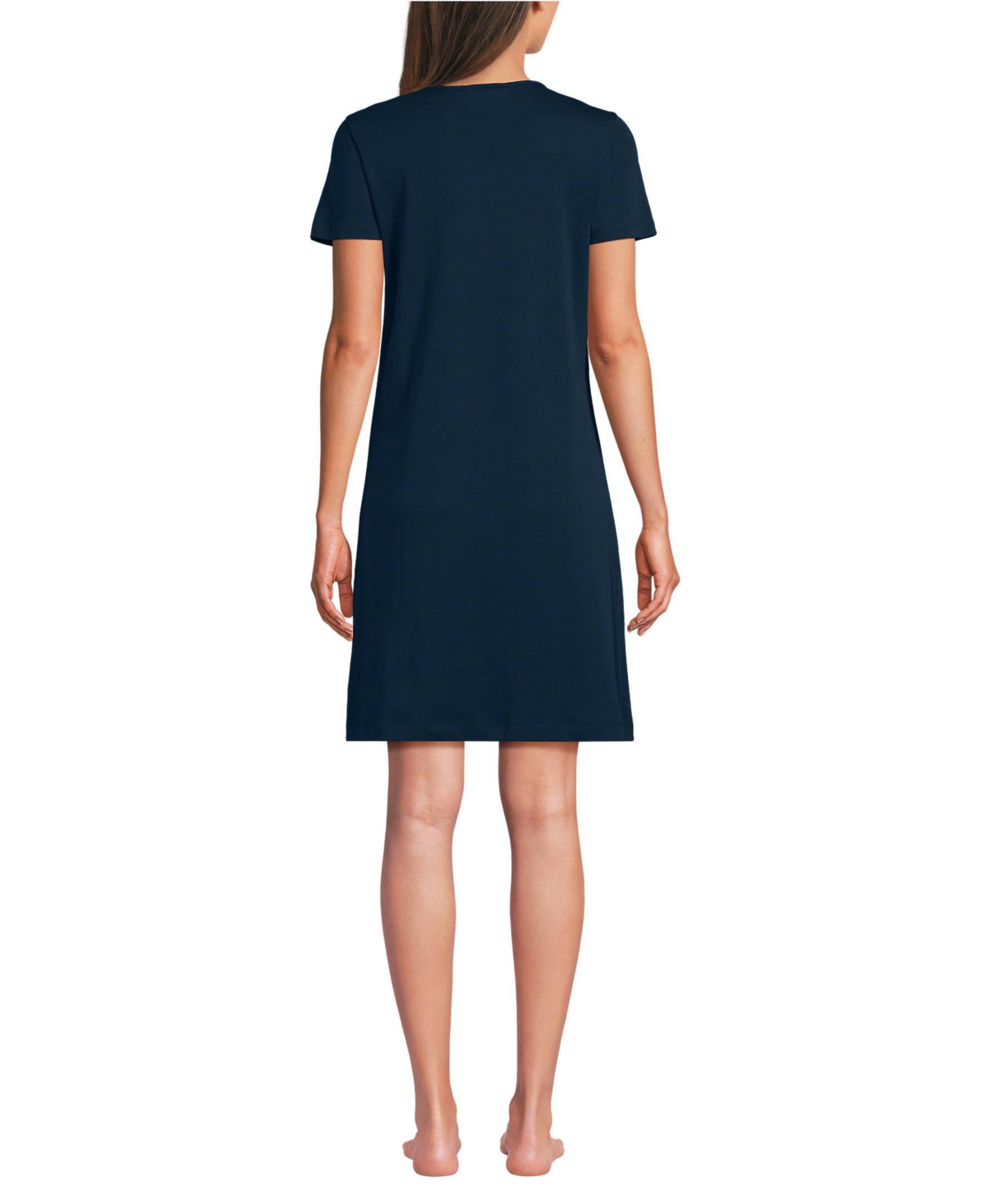 Lands' End Women's Cotton Short Sleeve Knee Length Nightgown