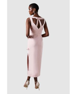 Women's Bow Detail Round Neck Midaxi Dress