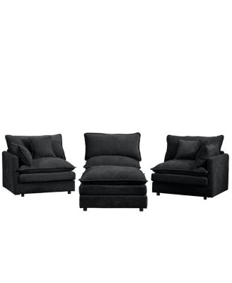  Modular Sectional Sofa, 102" L-Shaped Couch Set with Movable Ottoman