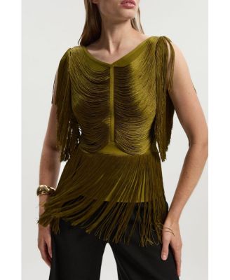 Women's Draped Fringe Knitted Top