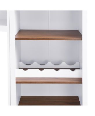 Farmhouse 4-Piece Entertainment Center with Bookshelf, Walnut TV Stand