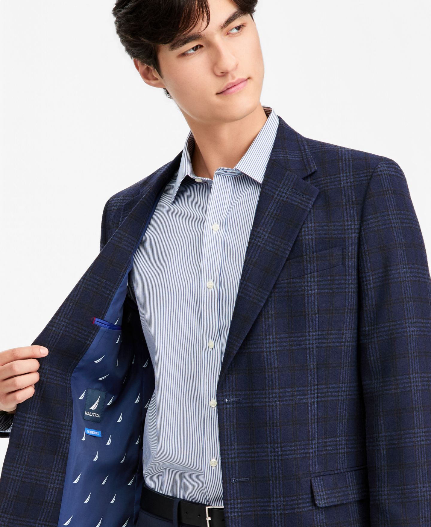Мужской пиджак Nautica Modern-Fit Tweed Patterned Sport Coat, цвет: Синий клетчатый — фото 2