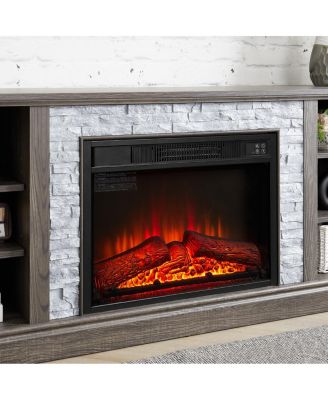 70" TV Stand with Faux Stone Surround and 23" Fireplace Insert.