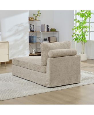 Streamdale Taupe Wide Modular Sofa Bed with Chenille Fabric and Metal Legs