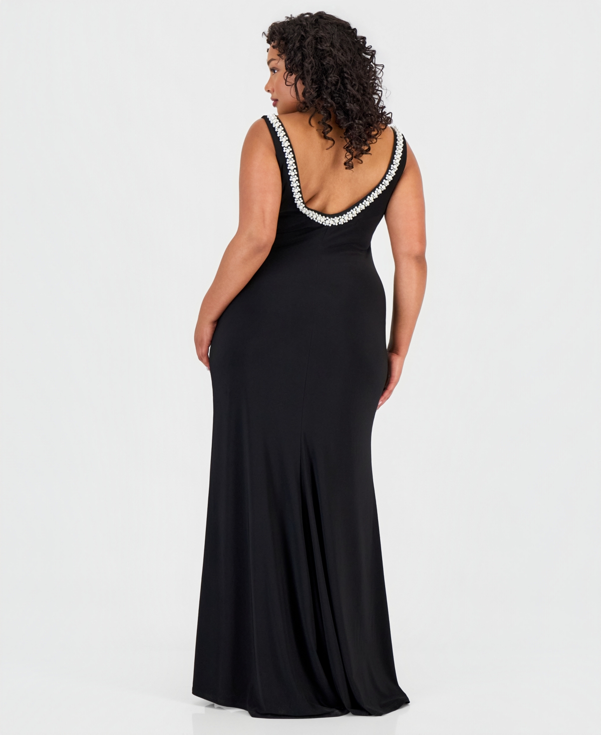 B Darlin Trendy Plus Scoop-Neck Shiny Knit Gown