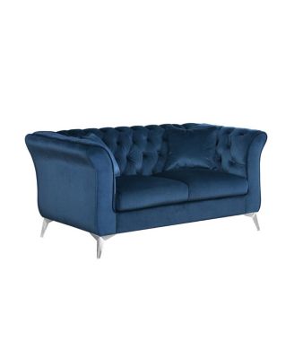  Chesterfield Stanford sofa, AZURE blue, tufted, scroll arm