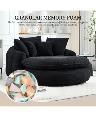 Oversized Oval Upholstered Bean Bag Sofa with 5 Pillows & Wrap Around Backrest