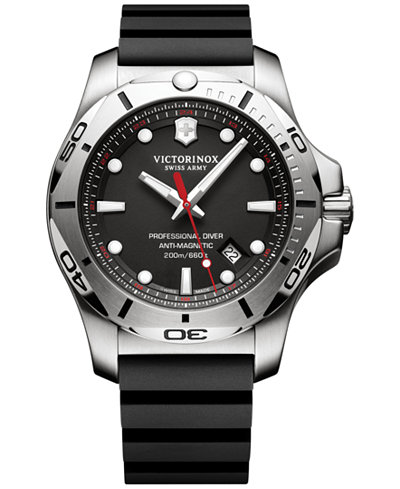 Victorinox Swiss Army Men's Swiss I.N.O.X. Professional Diver Black Rubber Strap Watch 45mm 241733.1