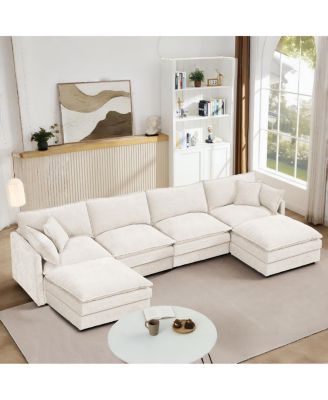 Modular Sectional Sofa, 130.7" U Shaped Couch Set, 4-Seater Comfy Cloud Couch