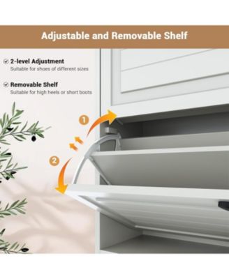 Shoe Storage Cabinet with 2 Drawers and 3 Flip Drawers, Hidden Wood Shoe Cabinet for Entryway, Narrow Shoe Rack