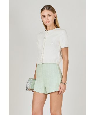 Women's Collared Knit Short Sleeve jacket