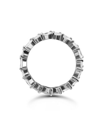 Cubic Zirconia Baguette Cut Stones Alternating Eternity Band Ring
