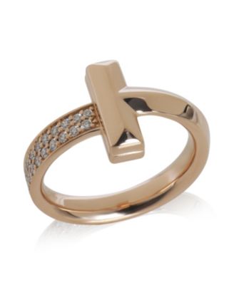 Rose Gold Diamond Tiffany T T1 Ring
