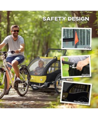 Kids Elite 2-Seat Bicycle Trailer Steel w/ Water Resist Windows