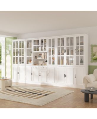 3 in 1 Luxurious Large Bookcase with 30 Shelves & Doors