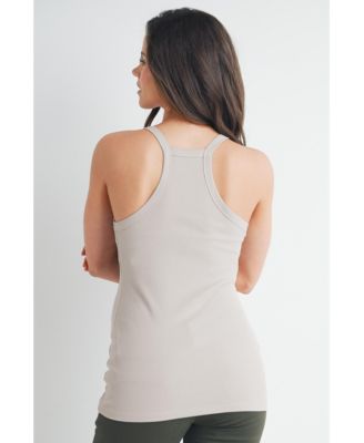 Maternity Sleeveless Ribbed V-Neck Racerback Tank Top