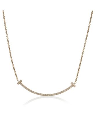Yellow Gold Diamond Small Model Tiffany T Necklace