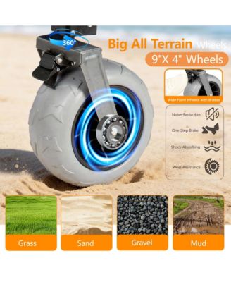 Heavy Duty Utility Wagons, Extra Long Large Foldable Wagon with Opened Tailgate and All-Terrain Wheels, 500lbs Capacity for Beach