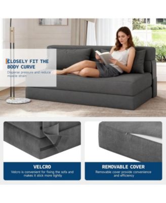 Folding Sofa Bed Convertible Sleeper Chair with Pillows, Corduroy Fabric, Floor Couch for Living Room