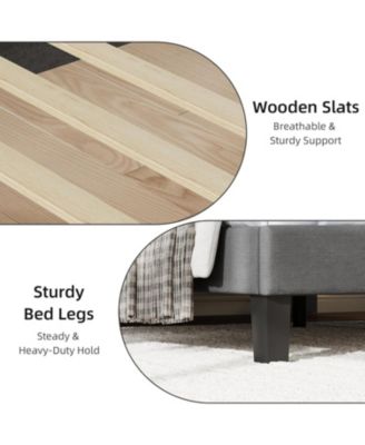 Upholstered Bed Frame with Headboard, Modern Platform Bed with Wooden Slats Support, Noise Free Platform Beds for Bedroom