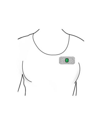 Art Deco Style Filigree Red Emerald Cubic Zirconia CZ Rectangle Cocktail Brooch Pin
