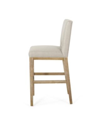 Modern Bar Stool with Rubberwood Legs & L-Backrest Set of 2