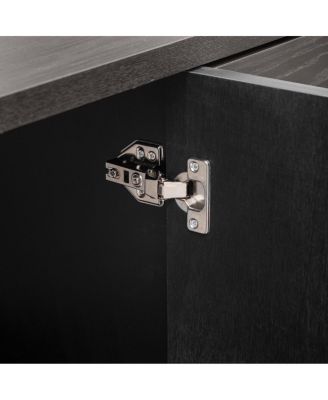 Taupe Wood Sideboard Cabinet with Adjustable Shelves & Gold Handles