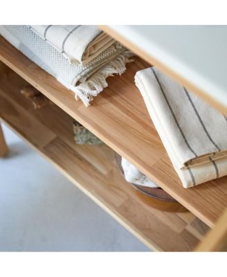 Teak and Ceramic Vanity Cabinet 80 cm Jill