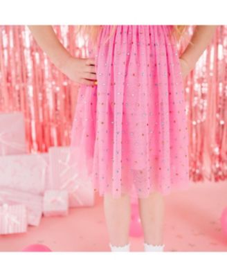 Baby Girls Raspberry Rhinestone Short Sleeve Tutu Dress