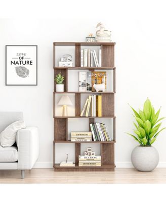 5-Tier Bookcase - Modern Open Storage Bookshelf, Wood Display Shelving for Living Room, Home Office, Bedroom