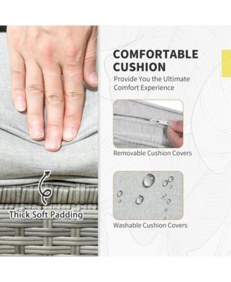 7 Piece Patio Furniture Set, Outdoor L-Shaped Sectional Sofa with 3 Loveseats, 3 Ottoman Chairs, Outside Conversation Set with Dining Table, Cushions, Storage, Mixed Gray