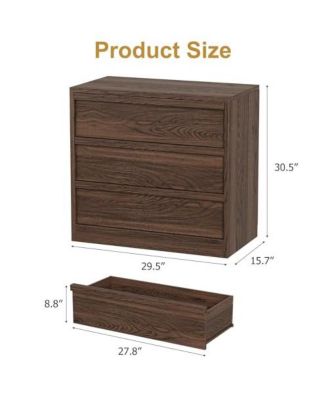 3 Drawer Nightstand for Bedroom, 30in Tall Small End Side Table with Large Storage & Anti-Tip Design