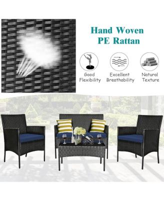 8 PCS Patio Rattan Furniture Set Cushioned Sofa Coffee Table Backyard Porch
