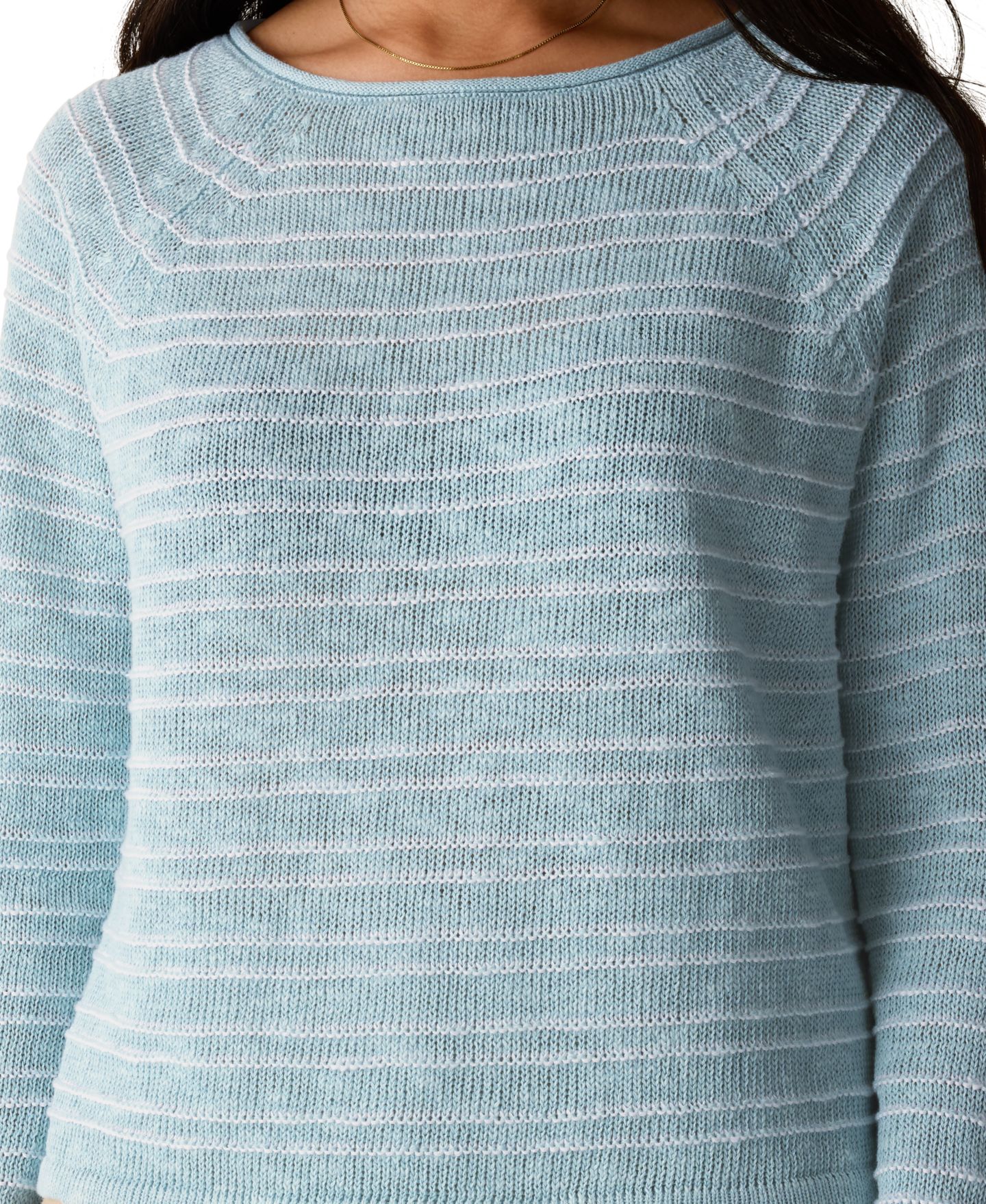 Женский свитер Eileen Fisher Plus Size Bateau Neck Textured, цвет: Breeze — фото 3