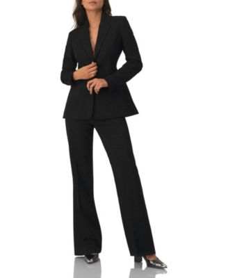 Women's Blazer with Pockets and Floral Accessory