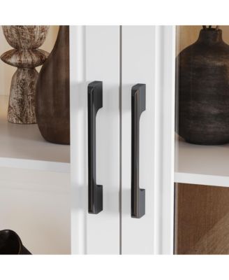 Modern 10-Shelf Accent Bookcase with Glass Doors, LED Lights