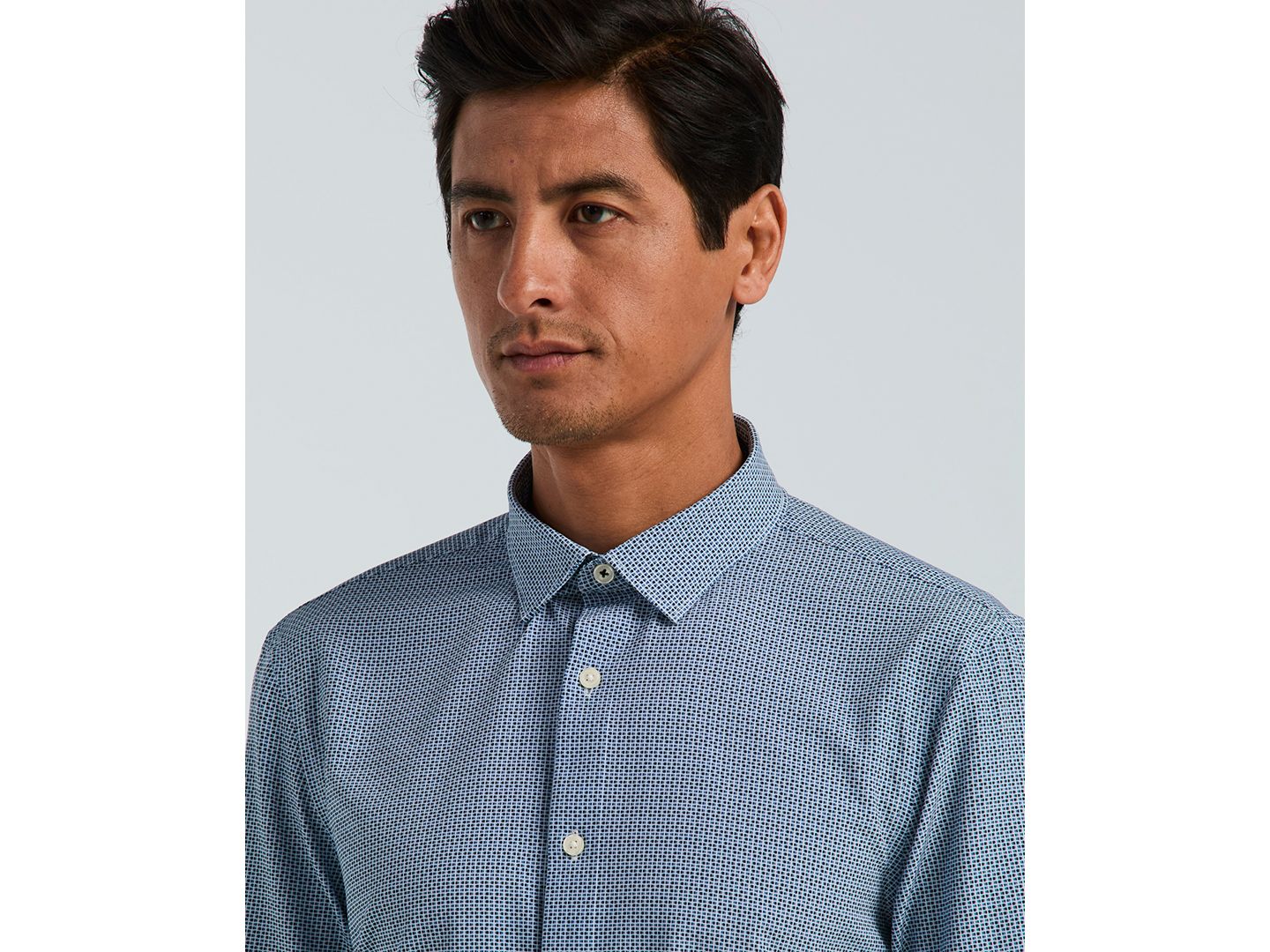 Мужская рубашка Perry Ellis Slim-Fit Mini Geometric Print, цвет: Тёмный сапфировый — фото 4