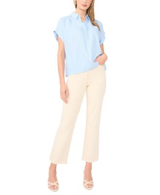 Women's Collared Neck Short-Sleeve Blouse