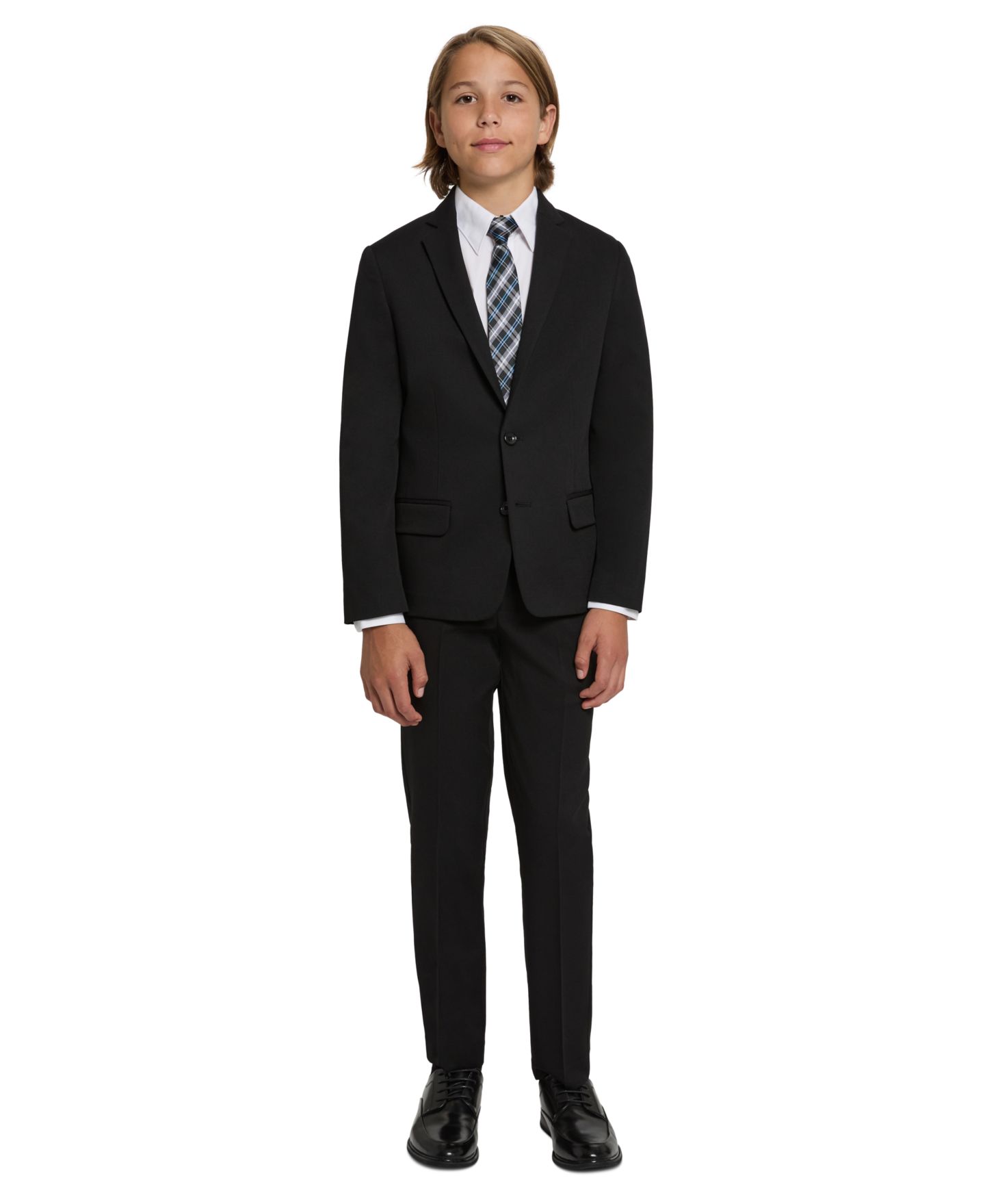 Комплекты Haggar SmartWash Suit Jacket, Pant, Shirt and Tie, 4-Piece Set для мальчиков, цвет: Чёрный / Белый — фото 1