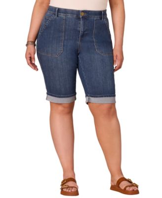 Plus Size High-Rise Cuffed Bermuda Shorts