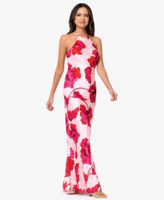 Women's Sleeveless Halter Neck Printed Long Dress