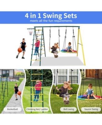 Boys 2-Seat Indoor/Outdoor Swing Set with Safety Belt