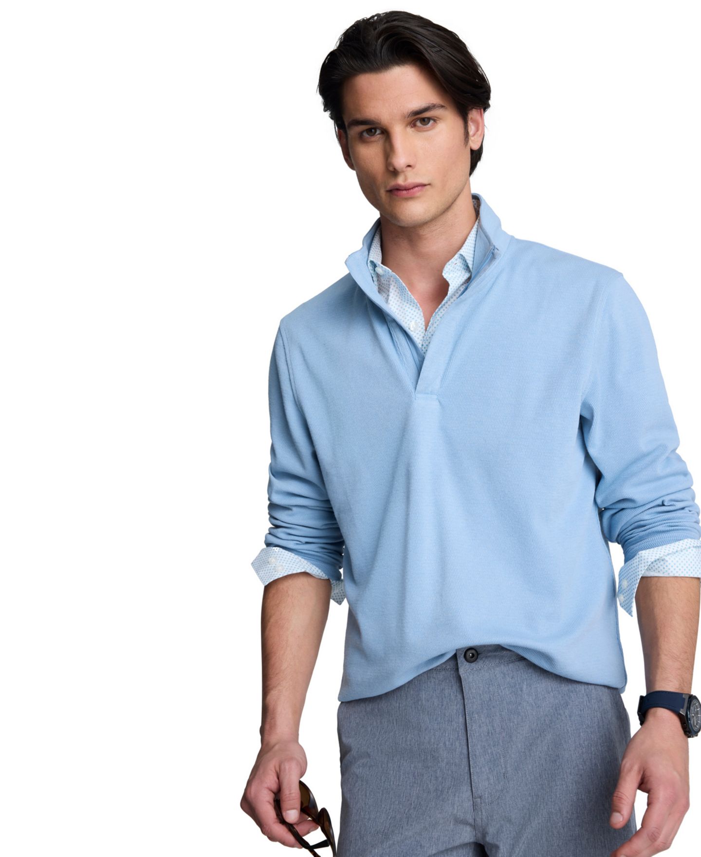 Мужской свитер Kenneth Cole Long-Sleeve Quarter Zip, цвет: Синий — фото 1