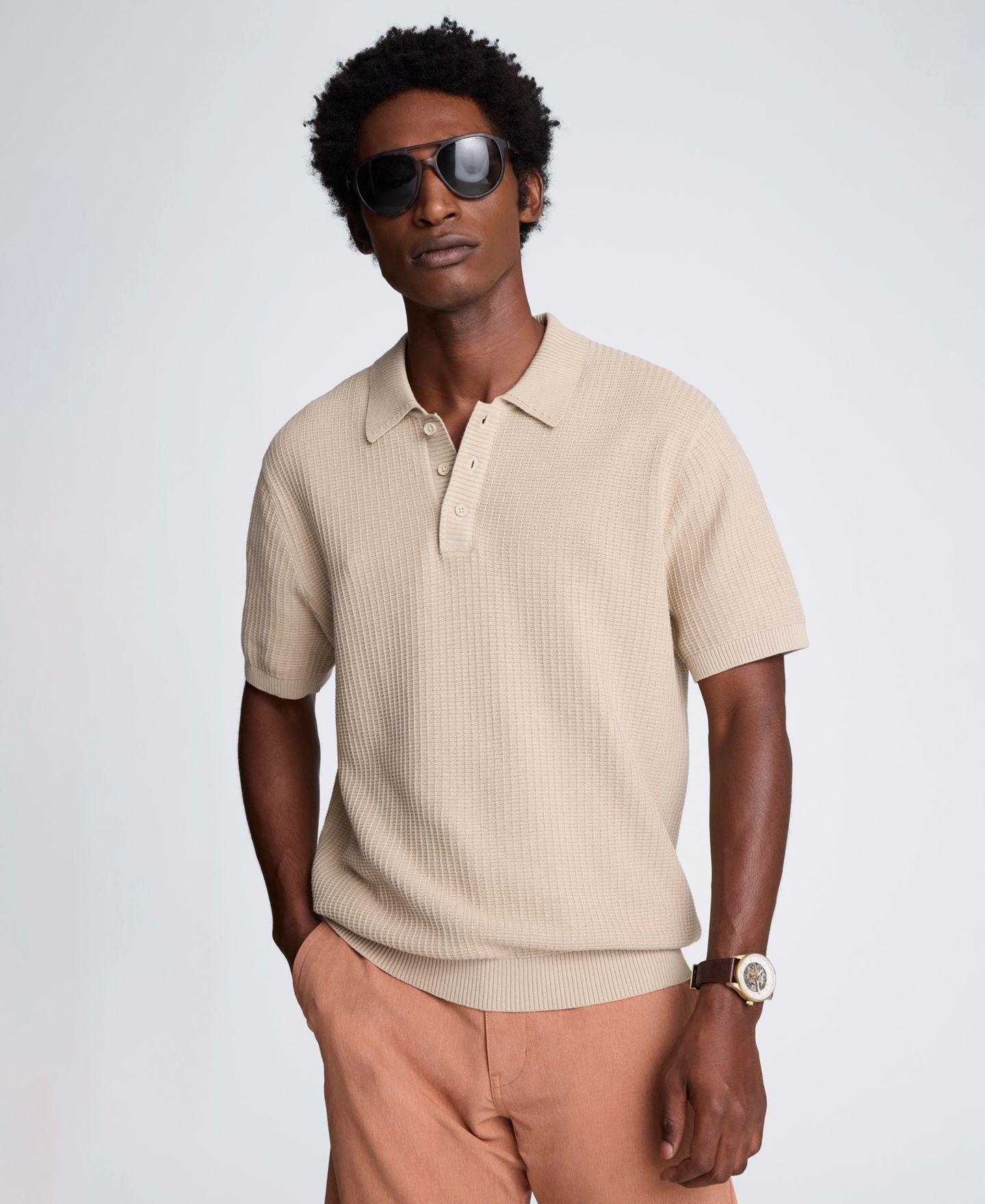 Мужской свитер Kenneth Cole Slim Fit Polo Sweater, цвет: Рыжевато-коричневый — фото 1