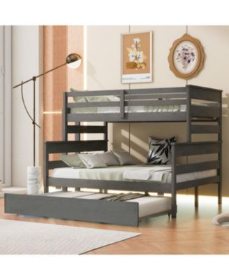 Wood Twin over Full Bunk Bed with Twin Size Trundle