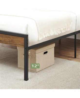 Queen Bed Frame With Wood Headboard Strong Wooden Slats Under Bed Storage Quiet Design No Box Spring Space Saver