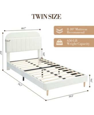 Twin Bed Frame With Bookcase Headboard Upholstered Platform Kids Bed Wooden Slats No Box Spring