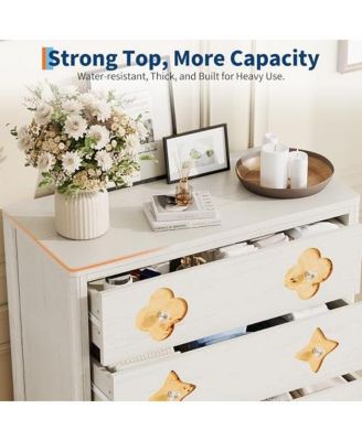 5 Drawer Tall Dresser for Bedroom, 45'' Boho Chest of Drawers, Wooden Chest with Clothes Storage Cabinet