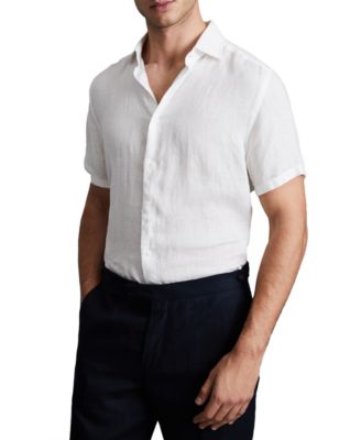 Men's Slim Fit Linen Button-Through Shirt