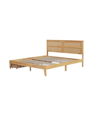King Bed Rattan Headboard, Storage Drawers